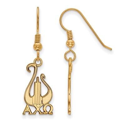 Alpha Chi Omega Medium Dangle Earrings Gold-plated Silver GP037ACO, MPN: GP037ACO, 886774938622