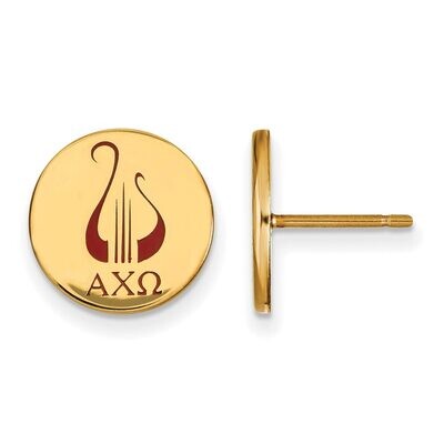 Alpha Chi Omega Enameled Post Earrings Gold-plated Silver GP047ACO, MPN: GP047ACO, 886774945576