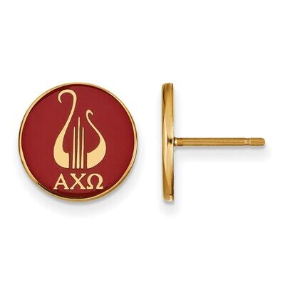 Alpha Chi Omega Enameled Post Earrings Gold-plated Silver GP046ACO, MPN: GP046ACO, 886774944791