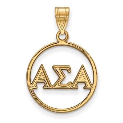 Alpha Sigma Alpha Small Circle Pendant Gold-plated Silver GP011ASI, MPN: GP011ASI, 886774912295