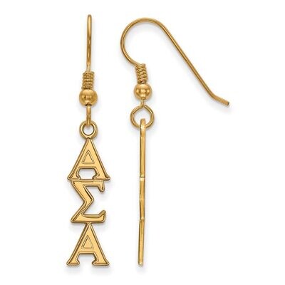 Alpha Sigma Alpha Dangle Medium Earrings Gold-plated Silver GP004ASI, MPN: GP004ASI, 886774897677