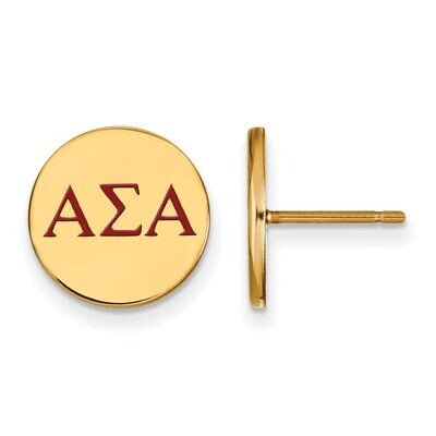 Alpha Sigma Alpha Enameled Post Earrings Gold-plated Silver GP032ASI, MPN: GP032ASI, 886774934846