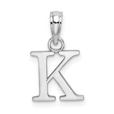 K Block Initial Charm 14k White Gold Polished K6423WK, MPN: K6423WK, 637218161485