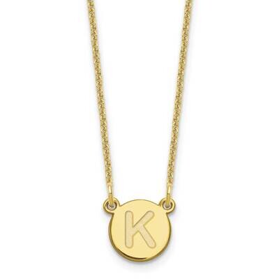 Tiny Circle Block Initial Letter K Necklace 10k Gold 10XNA722Y/K, MPN: 10XNA722Y/K,