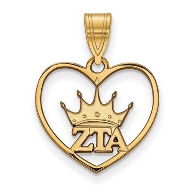 Zeta Tau Alpha Heart Pendant Gold-plated Silver GP040ZTA, MPN: GP040ZTA, 886774941257