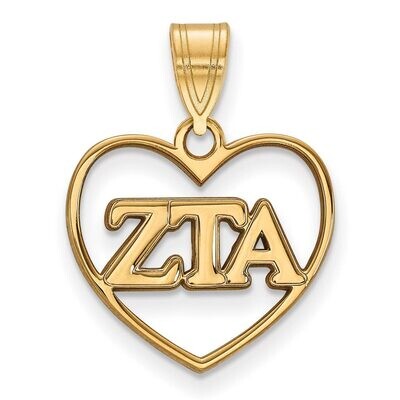 Zeta Tau Alpha Heart Pendant Gold-plated Silver GP008ZTA, MPN: GP008ZTA, 886774908724