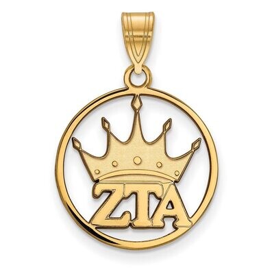 Zeta Tau Alpha Small Circle Pendant Gold-plated Silver GP041ZTA, MPN: GP041ZTA, 886774941905