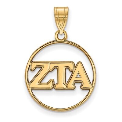Zeta Tau Alpha Small Circle Pendant Gold-plated Silver GP011ZTA, MPN: GP011ZTA, 886774913827