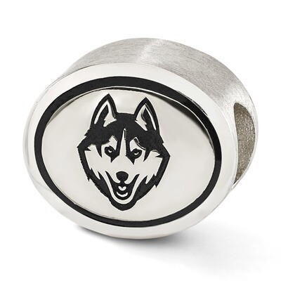 Antiqued University Connecticut Collegiate Bead Sterling Silver QRS2062