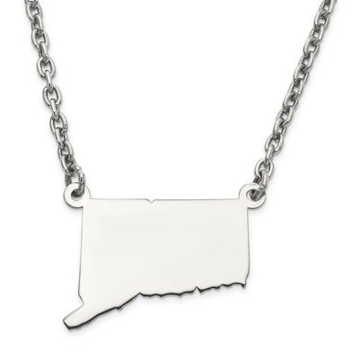Connecticut State Pendant Necklace with Chain Sterling Silver Engravable XNA706SS-CT, MPN: XNA706SS…