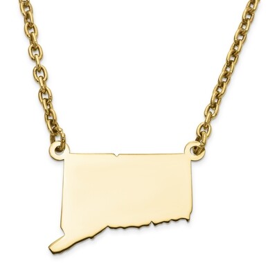 Connecticut State Pendant Necklace with Chain 14k Yellow Gold Engravable XNA706Y-CT, MPN: XNA706Y-C…
