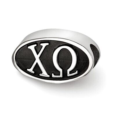 15.25Mm Chi Omega Oval Letters Bead Sterling Silver CHO002BD-SS, MPN: CHO002BD-SS, 634401948052