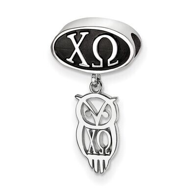 Chi Omega Oval Bead with Owl Dangle Sterling Silver CHO004BD-SS, MPN: CHO004BD-SS, 634401954275