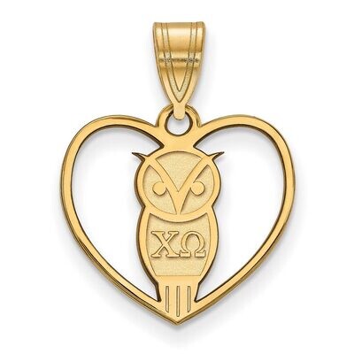 Chi Omega Heart Pendant Gold-plated Silver GP040CHO, MPN: GP040CHO, 886774940625