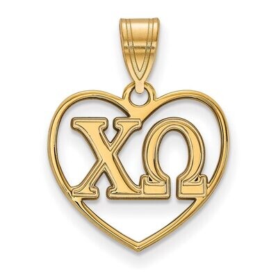 Chi Omega Heart Pendant Gold-plated Silver GP008CHO, MPN: GP008CHO, 886774906942