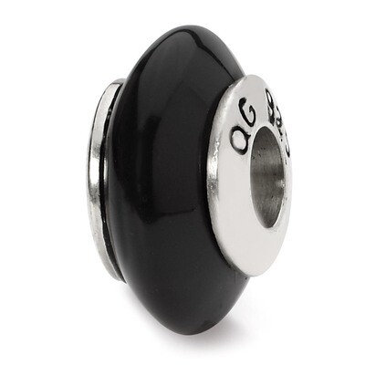 Black Agate Stone Bead - Sterling Silver QRS1694, MPN: QRS1694, 883957308982