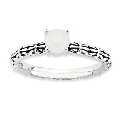 White Agate Ring - Sterling Silver Antiqued QSK624, MPN: QSK624, 886774220031