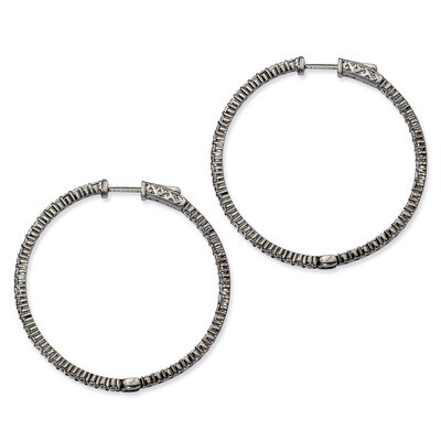Diamond In &amp; Out Hoop Earrings Sterling Silver Rhodium-plated QE7577B, MPN: QE7577B, 886774299037