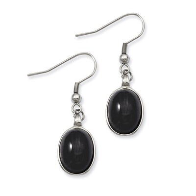 Black Agate Earrings - Stainless Steel SRE526 by Chisel, MPN: SRE526, 886774192710