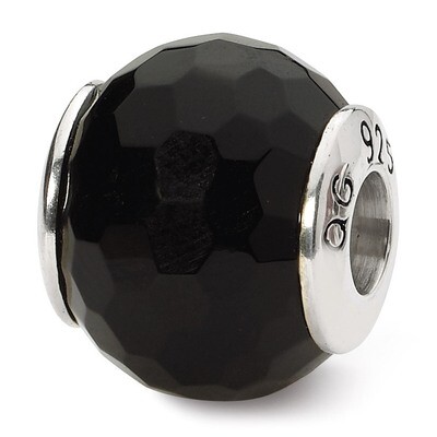 Black Agate Stone Bead - Sterling Silver QRS1672, MPN: QRS1672, 883957308760