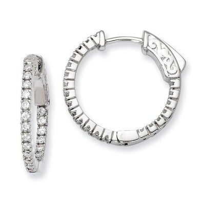 Diamond In and Out Hinged Hoop Earrings Sterling Silver Rhodium-plated QE8019, MPN: QE8019, 8867742…