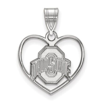 Ohio State University Pendant in Heart Sterling Silver SS017OSU, MPN: SS017OSU, 886774693217