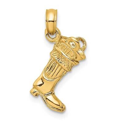 Firefighter Boot Charm 14k Gold 3-D C2266, MPN: C2266, 637218035366