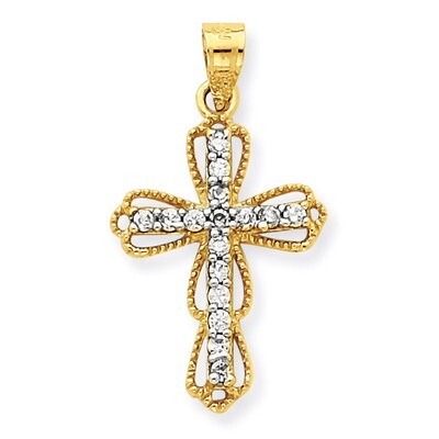 Filigree Cross Pendant 10k Gold Synthetic Diamond 10C1142, MPN: 10C1142, 886774020051