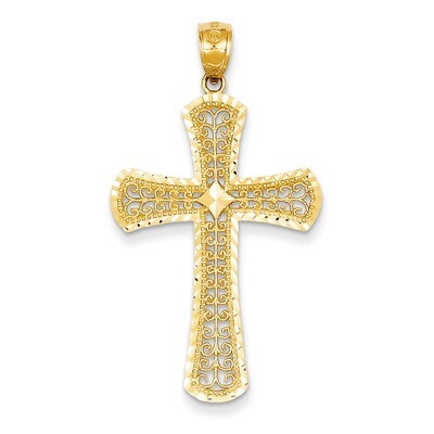Filigree Cross Pendant 14k Gold Diamond-cut C3621, MPN: C3621, 883957430508