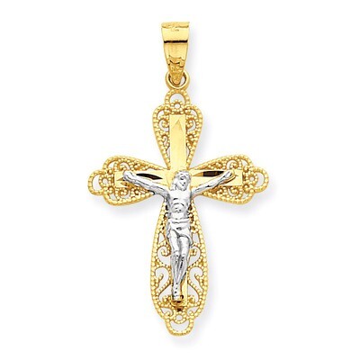 Filigree Crucifix Pendant 10K Gold &amp; Rhodium 10C1054, MPN: 10C1054, 886774019178