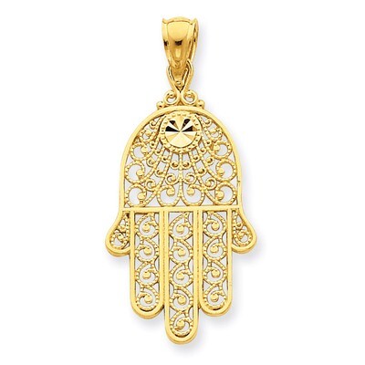 Filigree Chamseh Pendant 14k Gold Diamond-cut C3743, MPN: C3743, 886774617589