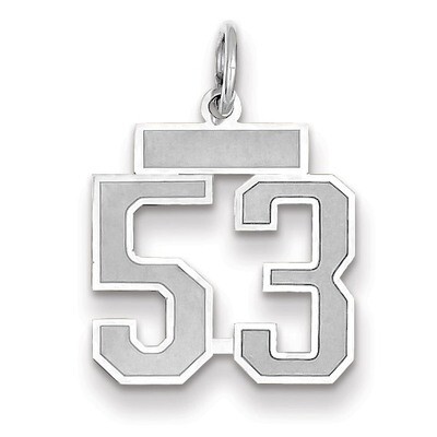 Number 53 Charm Small Satin 14k white Gold WSS53, MPN: WSS53, 883957071947