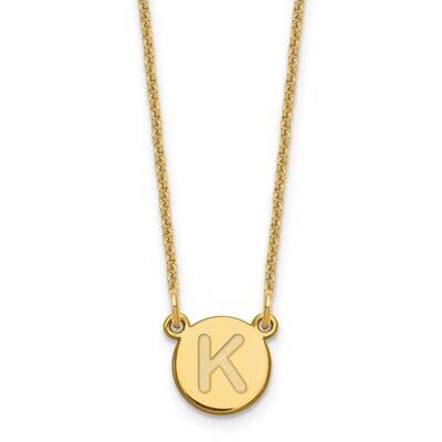 Tiny Circle Block Initial Letter K Necklace 14k Gold XNA722Y/K, MPN: XNA722Y/K, 196904090008