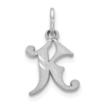 Initial K Charm 10k White Gold Diamond-cut 10WCH139-K, MPN: 10WCH139-K,
