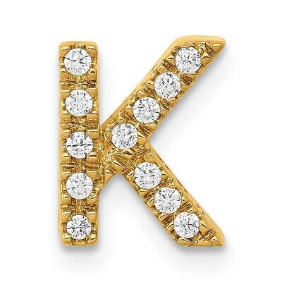 Initial K Charm 14k Gold Diamond PM5221K-013-YA, MPN: PM5221K-013-YA, 191101543852