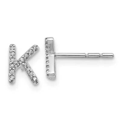 Initial K Earrings 14k White Gold Diamond EM4169K-009-WA, MPN: EM4169K-009-WA, 883957261317