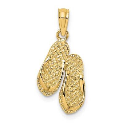 Flip-Flop Charm 14k Gold Textured K8677, MPN: K8677, 637218071241