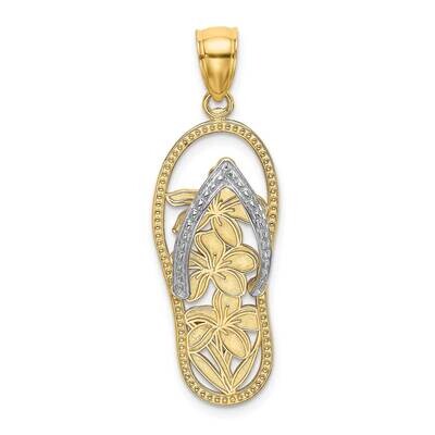 Flowers In Flip Flop Charm 14k Gold Rhodium K9520, MPN: K9520, 637218149131