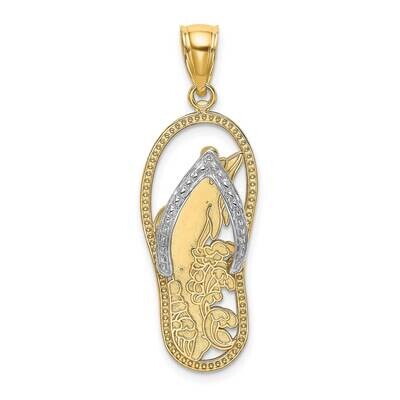 Dolphin In Flip Flop Charm 14k Gold Rhodium K9519, MPN: K9519, 637218149124