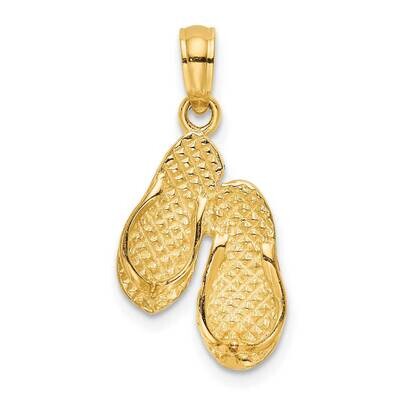 Ocean City Double Flip-Flop Charm 14k Gold K7970, MPN: K7970, 637218049240
