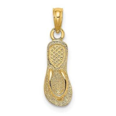 Straps Single Flip-Flop Charm 14k Gold Textured K8251, MPN: K8251, 637218098323