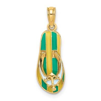 Anchor On Stripe Flip-Flop Charm 14k Gold Enamel K6708, MPN: K6708, 637218111947