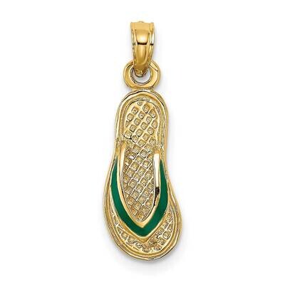 Green Enamel Single Flip-Flop Charm 14k Gold K6668, MPN: K6668, 637218105953