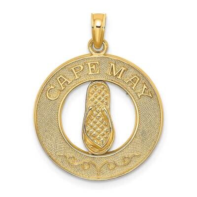 Cape May On Round Frame with Flip-Flop Charm 14k Gold K7497, MPN: K7497, 637218112579