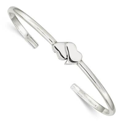 Warped Double Heart Bangle Sterling Silver QB1272, MPN: QB1272, 886774098036