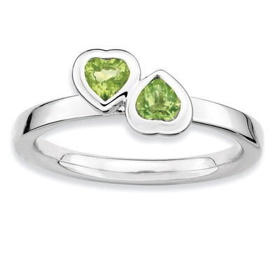 Peridot Double Heart Ring - Sterling Silver QSK405, MPN: QSK405, 886774002309