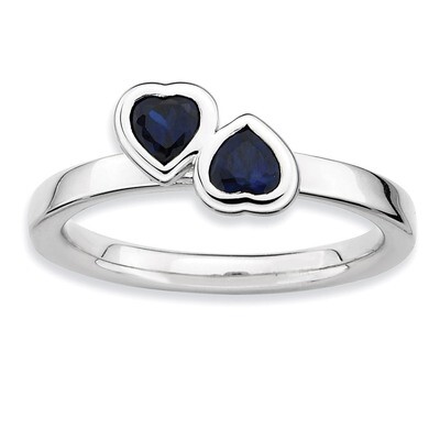 Sapphire Double Heart Ring - Sterling Silver QSK406, MPN: QSK406, 886774216829