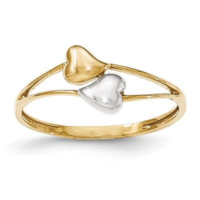 Double Heart Ring 14k Gold &amp; Rhodium K5743, MPN: K5743, 868044143509