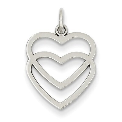 Double Heart Charm 14k White Gold K2549, MPN: K2549, 886774098128