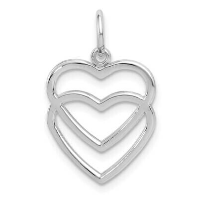 Double Heart Charm 10k White Gold 10K2549, MPN: 10K2549,